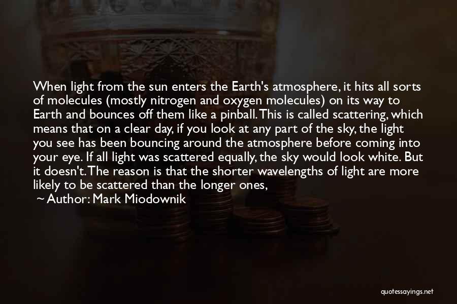 Mark Miodownik Quotes: When Light From The Sun Enters The Earth's Atmosphere, It Hits All Sorts Of Molecules (mostly Nitrogen And Oxygen Molecules)