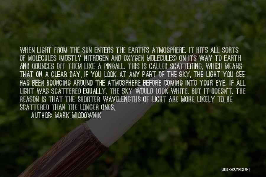 Mark Miodownik Quotes: When Light From The Sun Enters The Earth's Atmosphere, It Hits All Sorts Of Molecules (mostly Nitrogen And Oxygen Molecules)