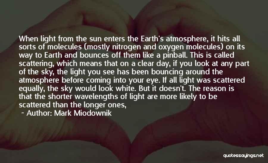 Mark Miodownik Quotes: When Light From The Sun Enters The Earth's Atmosphere, It Hits All Sorts Of Molecules (mostly Nitrogen And Oxygen Molecules)