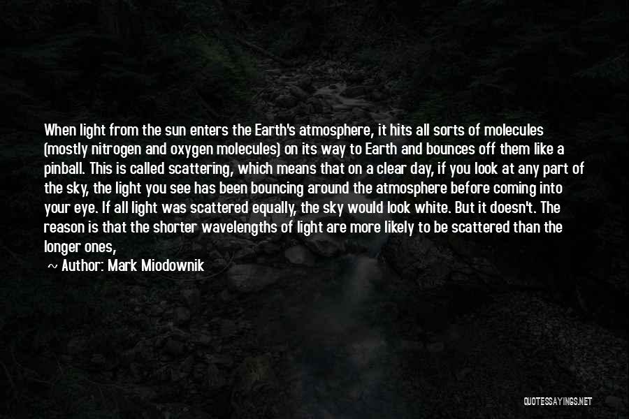 Mark Miodownik Quotes: When Light From The Sun Enters The Earth's Atmosphere, It Hits All Sorts Of Molecules (mostly Nitrogen And Oxygen Molecules)