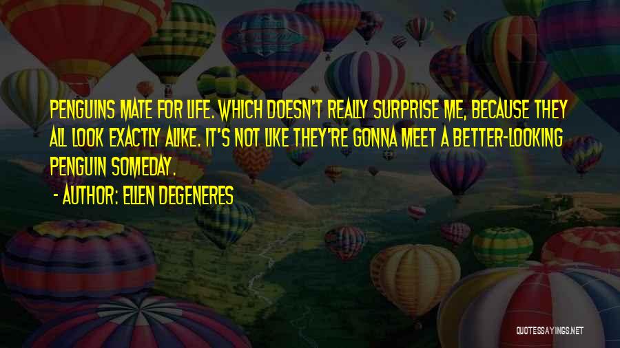 Ellen DeGeneres Quotes: Penguins Mate For Life. Which Doesn't Really Surprise Me, Because They All Look Exactly Alike. It's Not Like They're Gonna