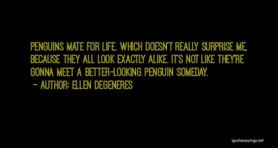 Ellen DeGeneres Quotes: Penguins Mate For Life. Which Doesn't Really Surprise Me, Because They All Look Exactly Alike. It's Not Like They're Gonna