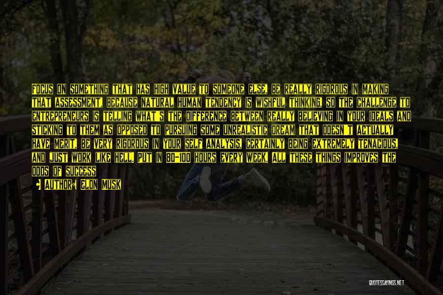 Elon Musk Quotes: Focus On Something That Has High Value To Someone Else, Be Really Rigorous In Making That Assessment, Because Natural Human