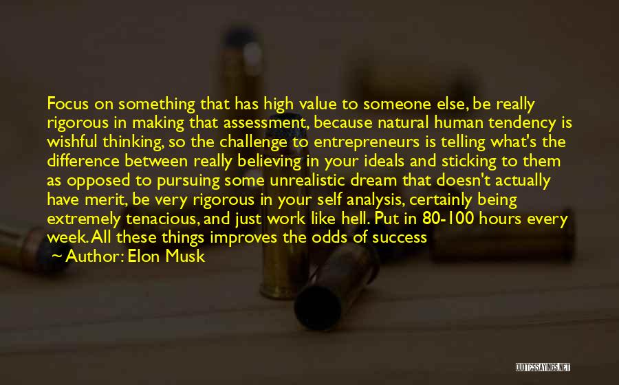 Elon Musk Quotes: Focus On Something That Has High Value To Someone Else, Be Really Rigorous In Making That Assessment, Because Natural Human