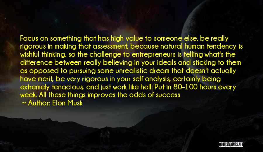 Elon Musk Quotes: Focus On Something That Has High Value To Someone Else, Be Really Rigorous In Making That Assessment, Because Natural Human