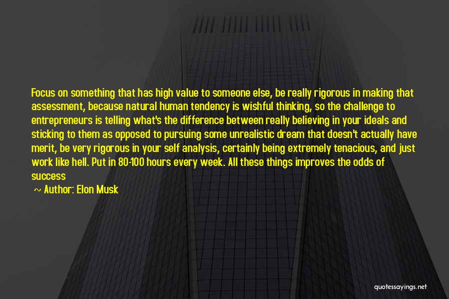 Elon Musk Quotes: Focus On Something That Has High Value To Someone Else, Be Really Rigorous In Making That Assessment, Because Natural Human