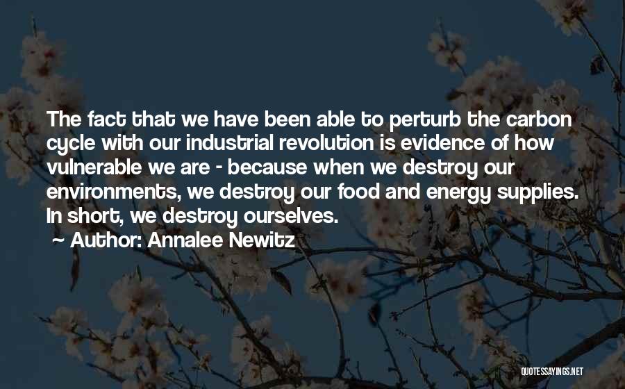 Annalee Newitz Quotes: The Fact That We Have Been Able To Perturb The Carbon Cycle With Our Industrial Revolution Is Evidence Of How