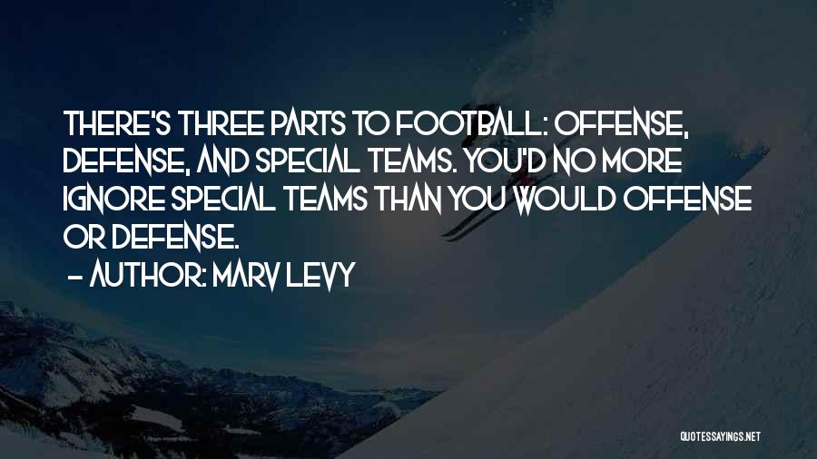 Marv Levy Quotes: There's Three Parts To Football: Offense, Defense, And Special Teams. You'd No More Ignore Special Teams Than You Would Offense