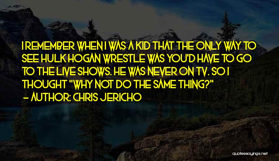 Chris Jericho Quotes: I Remember When I Was A Kid That The Only Way To See Hulk Hogan Wrestle Was You'd Have To