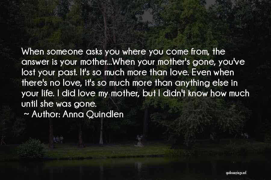 Anna Quindlen Quotes: When Someone Asks You Where You Come From, The Answer Is Your Mother...when Your Mother's Gone, You've Lost Your Past.