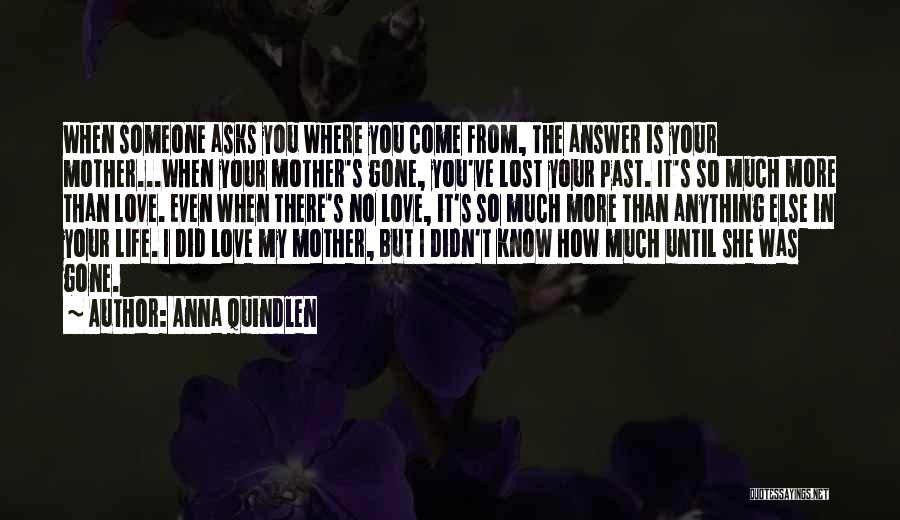 Anna Quindlen Quotes: When Someone Asks You Where You Come From, The Answer Is Your Mother...when Your Mother's Gone, You've Lost Your Past.