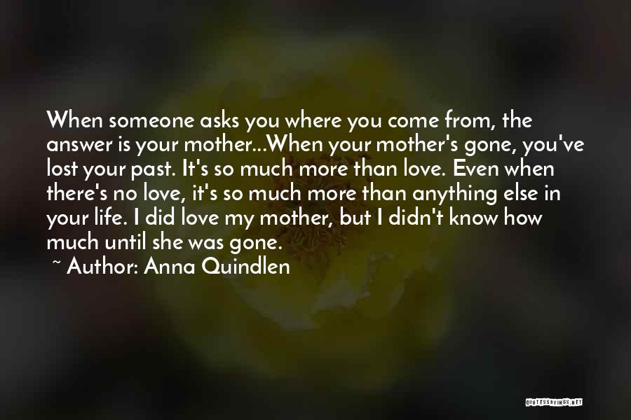 Anna Quindlen Quotes: When Someone Asks You Where You Come From, The Answer Is Your Mother...when Your Mother's Gone, You've Lost Your Past.