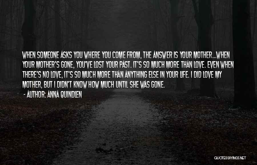 Anna Quindlen Quotes: When Someone Asks You Where You Come From, The Answer Is Your Mother...when Your Mother's Gone, You've Lost Your Past.