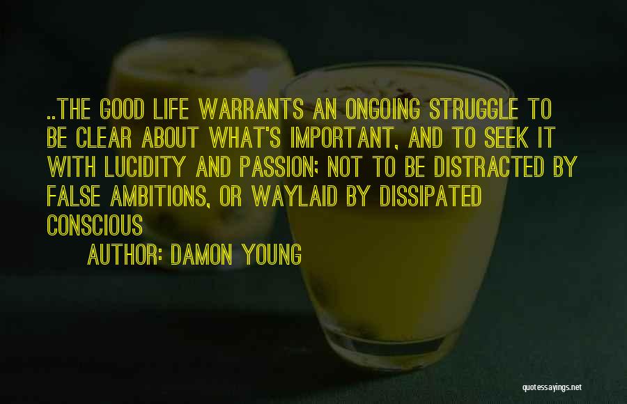 Damon Young Quotes: ..the Good Life Warrants An Ongoing Struggle To Be Clear About What's Important, And To Seek It With Lucidity And