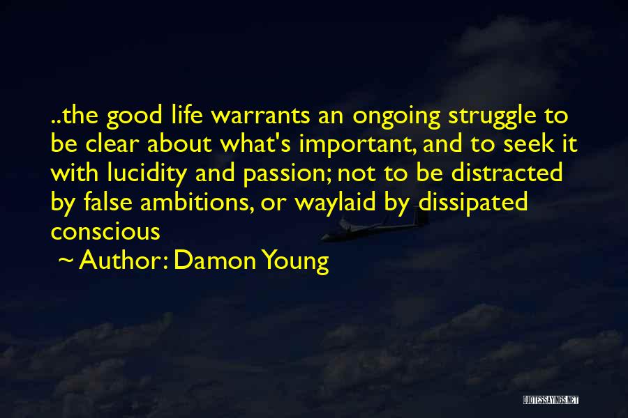 Damon Young Quotes: ..the Good Life Warrants An Ongoing Struggle To Be Clear About What's Important, And To Seek It With Lucidity And