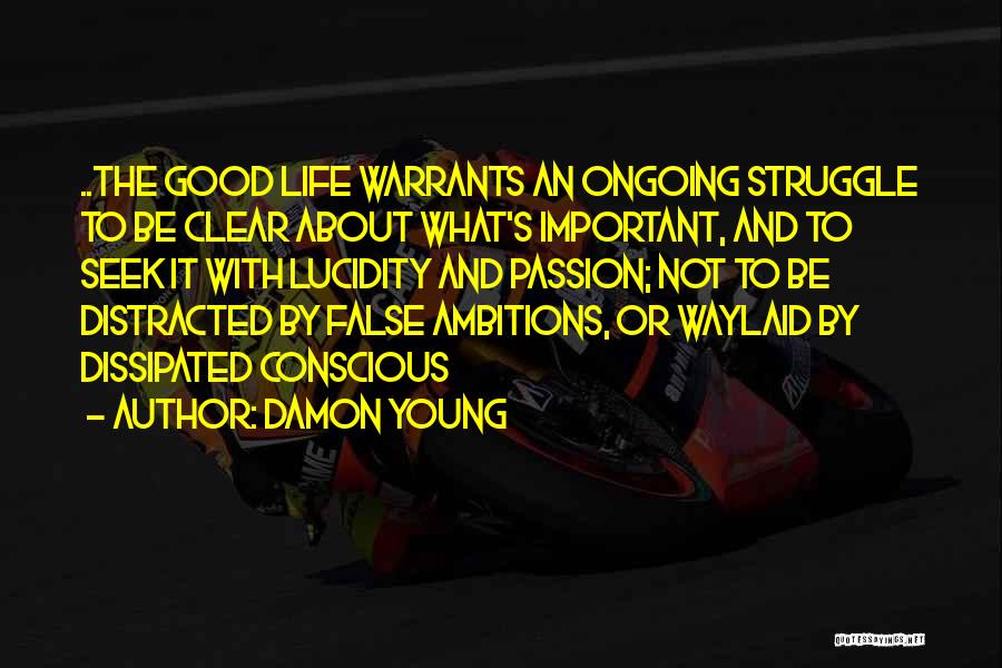 Damon Young Quotes: ..the Good Life Warrants An Ongoing Struggle To Be Clear About What's Important, And To Seek It With Lucidity And