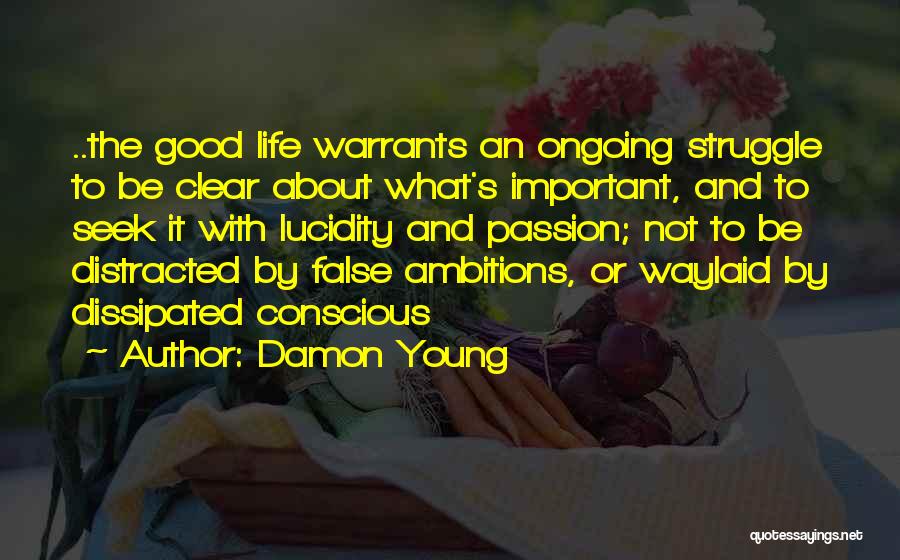 Damon Young Quotes: ..the Good Life Warrants An Ongoing Struggle To Be Clear About What's Important, And To Seek It With Lucidity And