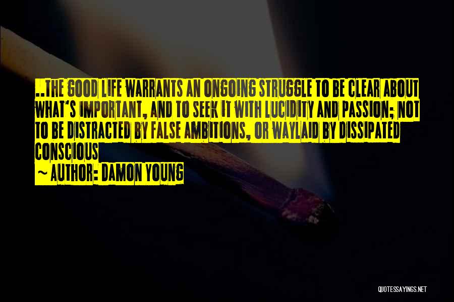 Damon Young Quotes: ..the Good Life Warrants An Ongoing Struggle To Be Clear About What's Important, And To Seek It With Lucidity And