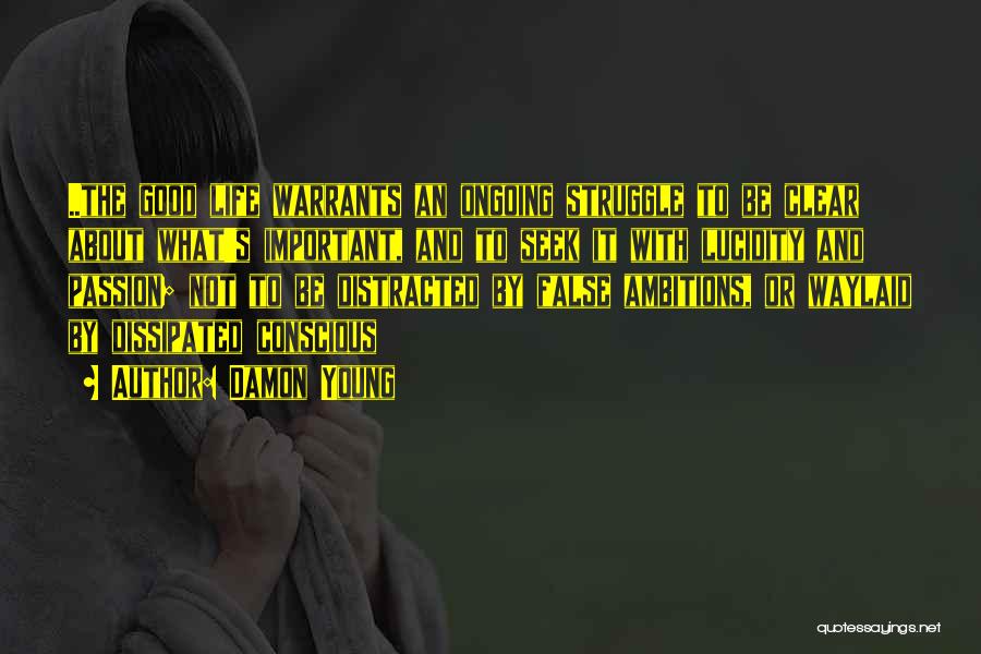 Damon Young Quotes: ..the Good Life Warrants An Ongoing Struggle To Be Clear About What's Important, And To Seek It With Lucidity And