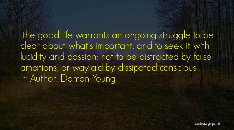 Damon Young Quotes: ..the Good Life Warrants An Ongoing Struggle To Be Clear About What's Important, And To Seek It With Lucidity And