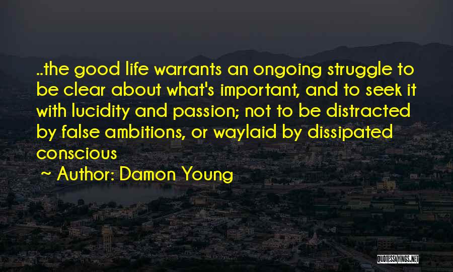 Damon Young Quotes: ..the Good Life Warrants An Ongoing Struggle To Be Clear About What's Important, And To Seek It With Lucidity And