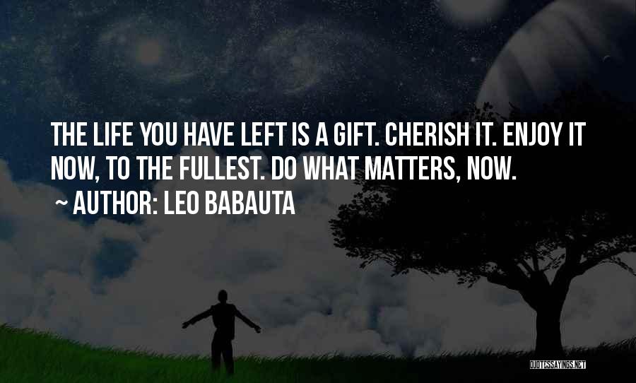 Leo Babauta Quotes: The Life You Have Left Is A Gift. Cherish It. Enjoy It Now, To The Fullest. Do What Matters, Now.