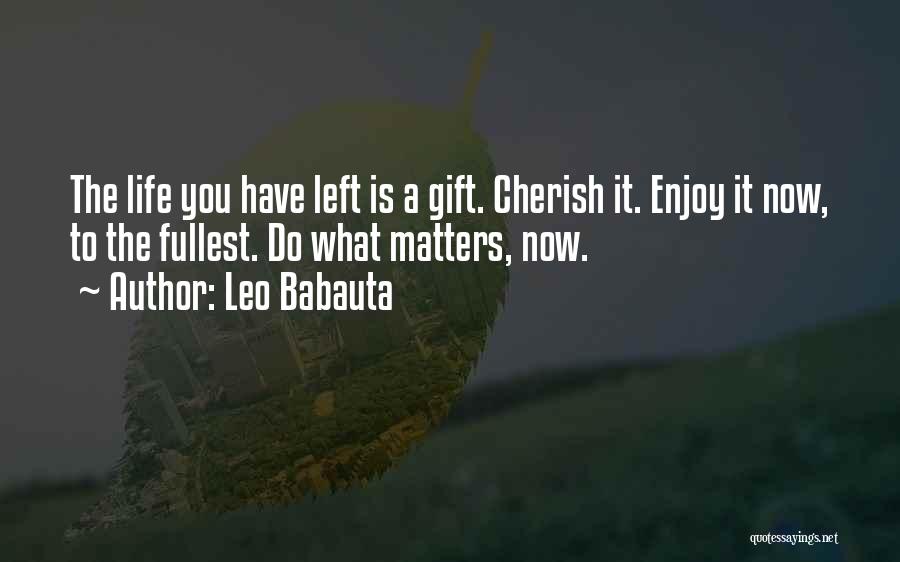 Leo Babauta Quotes: The Life You Have Left Is A Gift. Cherish It. Enjoy It Now, To The Fullest. Do What Matters, Now.