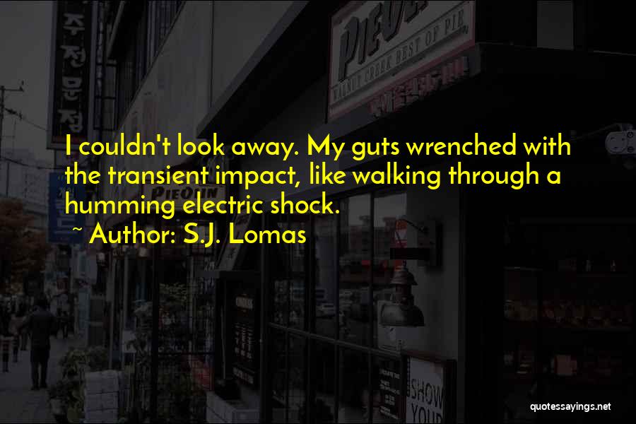 S.J. Lomas Quotes: I Couldn't Look Away. My Guts Wrenched With The Transient Impact, Like Walking Through A Humming Electric Shock.