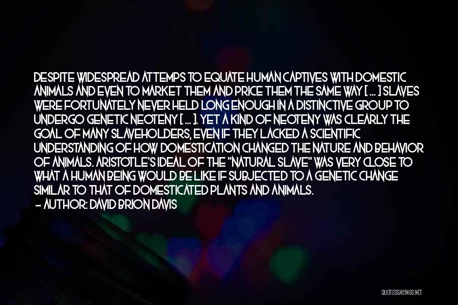 David Brion Davis Quotes: Despite Widespread Attemps To Equate Human Captives With Domestic Animals And Even To Market Them And Price Them The Same