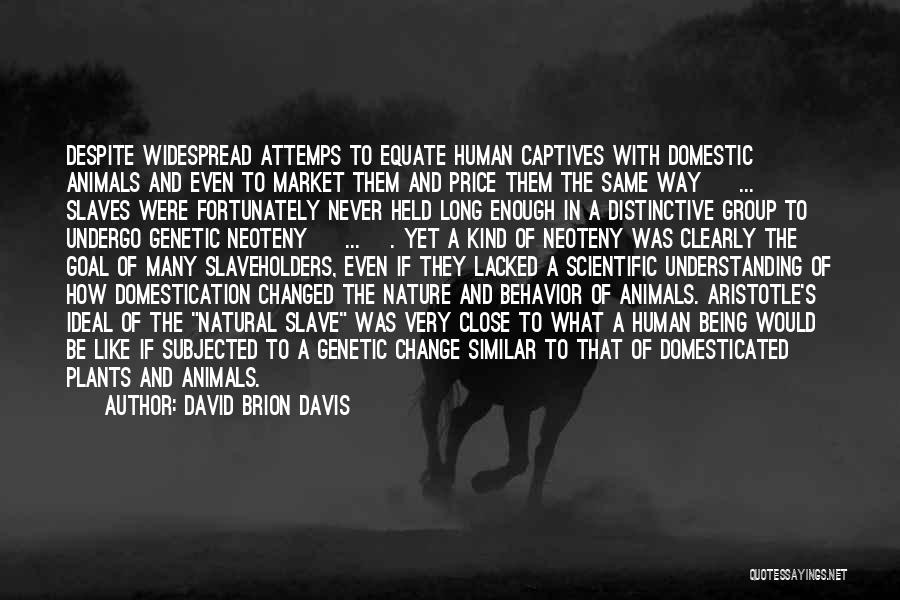 David Brion Davis Quotes: Despite Widespread Attemps To Equate Human Captives With Domestic Animals And Even To Market Them And Price Them The Same