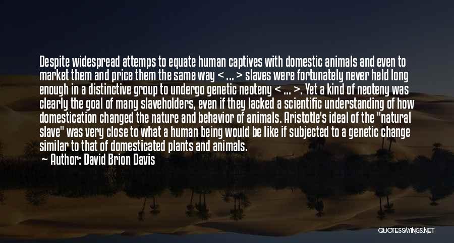 David Brion Davis Quotes: Despite Widespread Attemps To Equate Human Captives With Domestic Animals And Even To Market Them And Price Them The Same