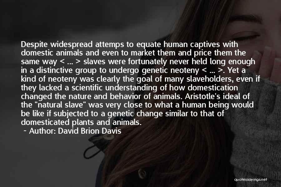 David Brion Davis Quotes: Despite Widespread Attemps To Equate Human Captives With Domestic Animals And Even To Market Them And Price Them The Same