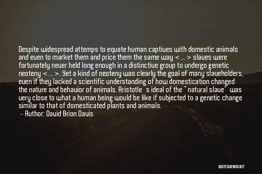 David Brion Davis Quotes: Despite Widespread Attemps To Equate Human Captives With Domestic Animals And Even To Market Them And Price Them The Same