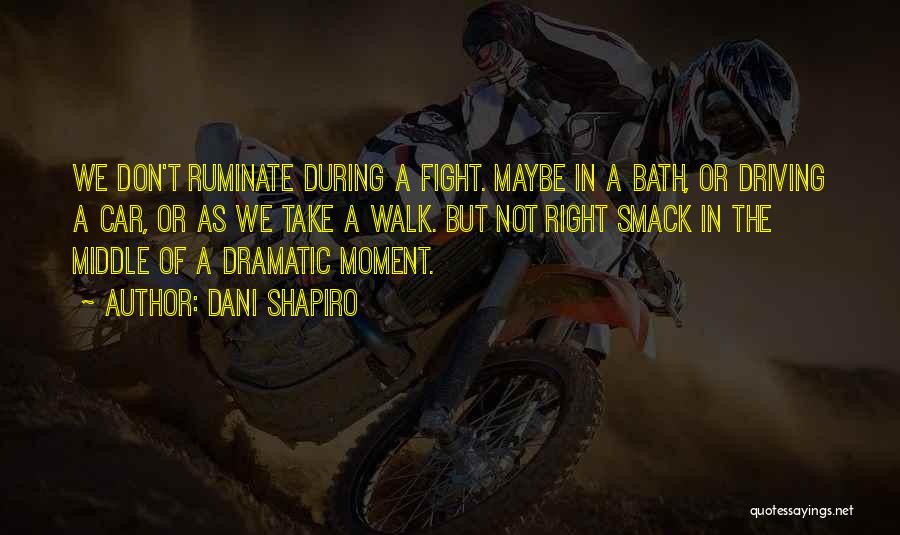 Dani Shapiro Quotes: We Don't Ruminate During A Fight. Maybe In A Bath, Or Driving A Car, Or As We Take A Walk.
