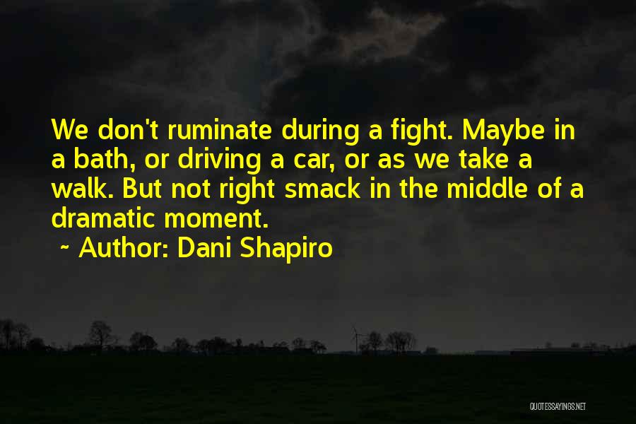Dani Shapiro Quotes: We Don't Ruminate During A Fight. Maybe In A Bath, Or Driving A Car, Or As We Take A Walk.