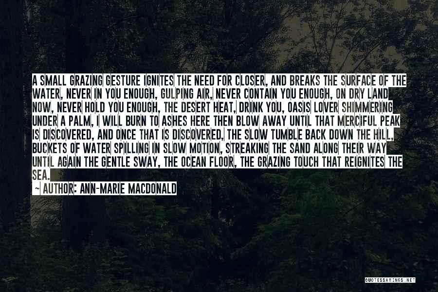 Ann-Marie MacDonald Quotes: A Small Grazing Gesture Ignites The Need For Closer, And Breaks The Surface Of The Water, Never In You Enough,
