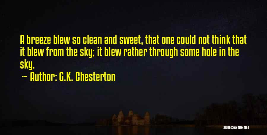 G.K. Chesterton Quotes: A Breeze Blew So Clean And Sweet, That One Could Not Think That It Blew From The Sky; It Blew