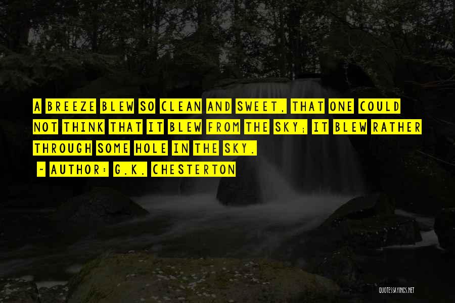 G.K. Chesterton Quotes: A Breeze Blew So Clean And Sweet, That One Could Not Think That It Blew From The Sky; It Blew