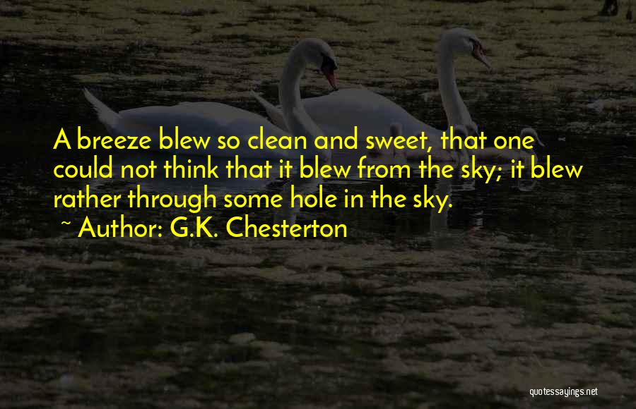G.K. Chesterton Quotes: A Breeze Blew So Clean And Sweet, That One Could Not Think That It Blew From The Sky; It Blew