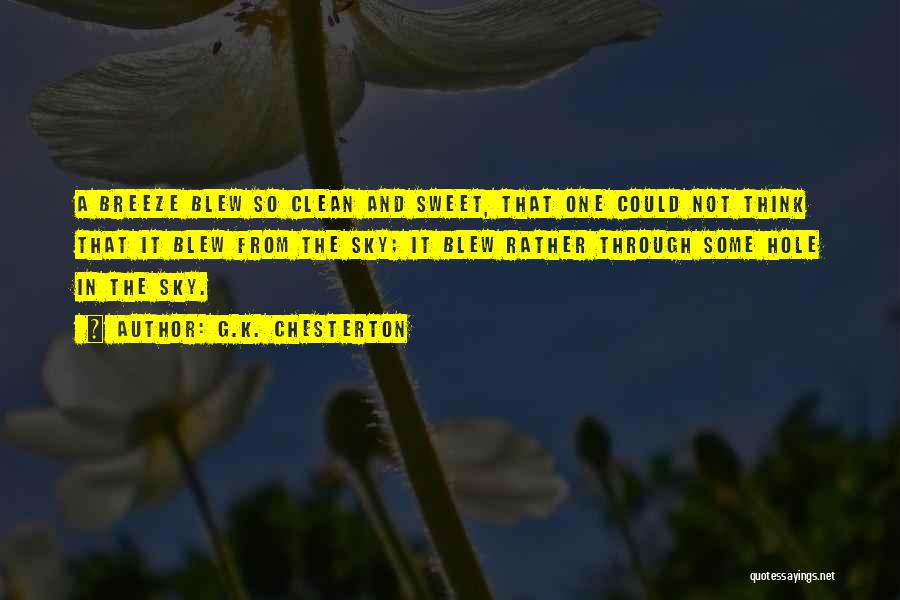 G.K. Chesterton Quotes: A Breeze Blew So Clean And Sweet, That One Could Not Think That It Blew From The Sky; It Blew