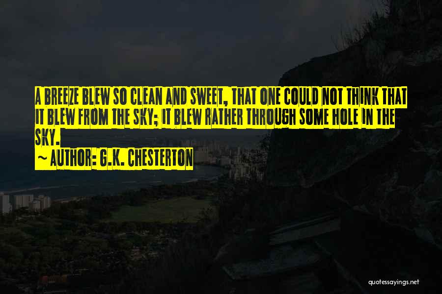 G.K. Chesterton Quotes: A Breeze Blew So Clean And Sweet, That One Could Not Think That It Blew From The Sky; It Blew