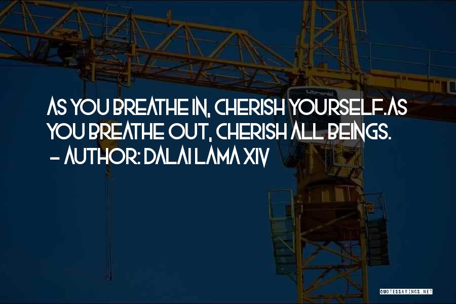 Dalai Lama XIV Quotes: As You Breathe In, Cherish Yourself.as You Breathe Out, Cherish All Beings.
