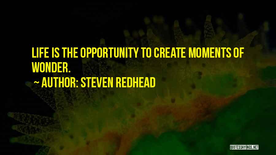Steven Redhead Quotes: Life Is The Opportunity To Create Moments Of Wonder.