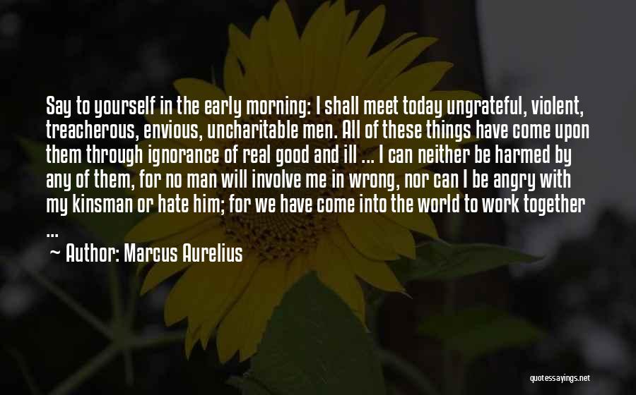 Marcus Aurelius Quotes: Say To Yourself In The Early Morning: I Shall Meet Today Ungrateful, Violent, Treacherous, Envious, Uncharitable Men. All Of These