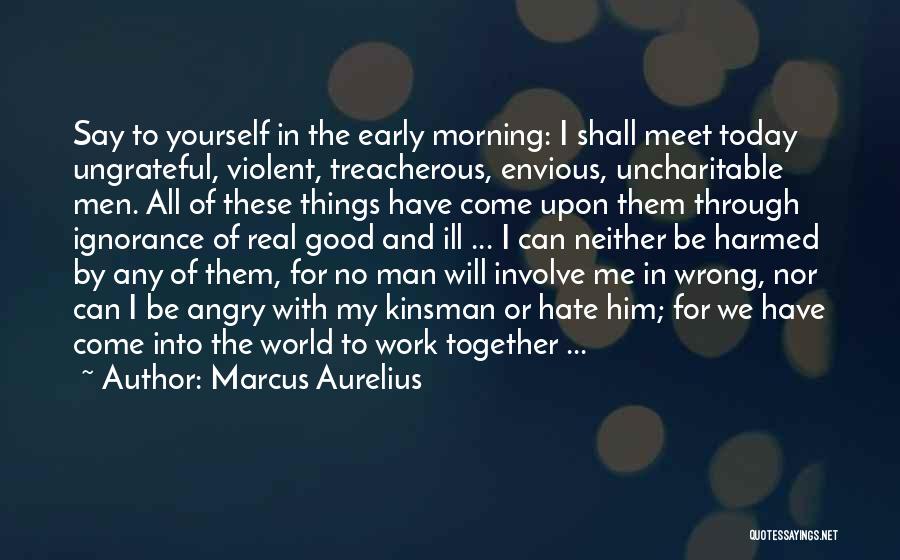 Marcus Aurelius Quotes: Say To Yourself In The Early Morning: I Shall Meet Today Ungrateful, Violent, Treacherous, Envious, Uncharitable Men. All Of These