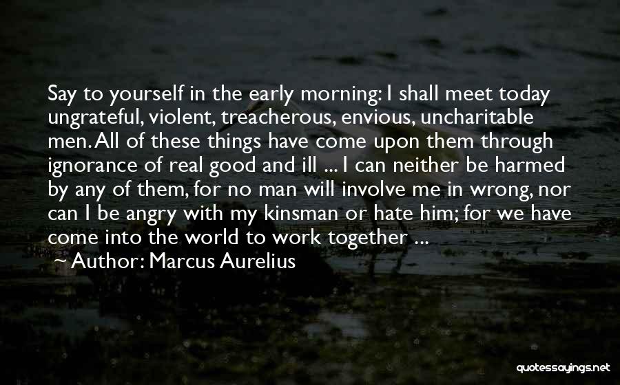 Marcus Aurelius Quotes: Say To Yourself In The Early Morning: I Shall Meet Today Ungrateful, Violent, Treacherous, Envious, Uncharitable Men. All Of These