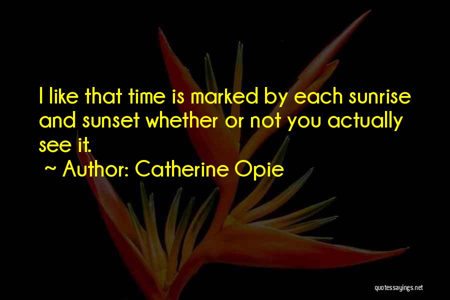 Catherine Opie Quotes: I Like That Time Is Marked By Each Sunrise And Sunset Whether Or Not You Actually See It.