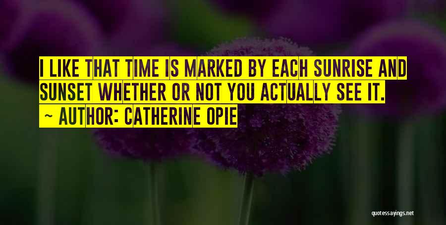 Catherine Opie Quotes: I Like That Time Is Marked By Each Sunrise And Sunset Whether Or Not You Actually See It.