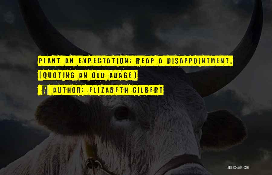 Elizabeth Gilbert Quotes: Plant An Expectation; Reap A Disappointment. (quoting An Old Adage)