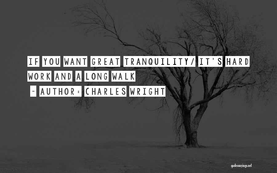 Charles Wright Quotes: If You Want Great Tranquility/ It's Hard Work And A Long Walk